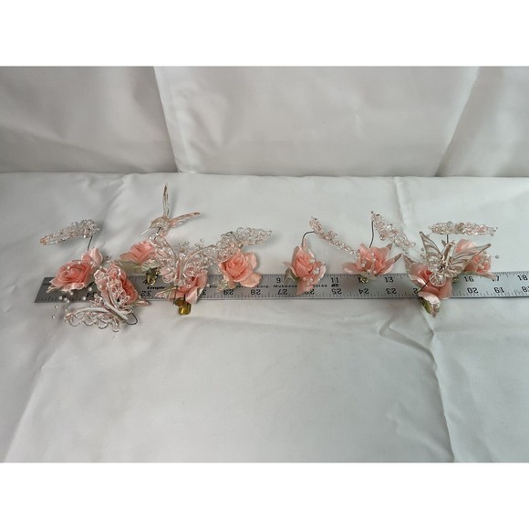 Vtg Silvestri Glass Hummingbird Pink Flower Clip-On Ornament 7 Butterfly 2 Bird - Picture 2 of 8